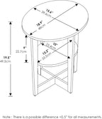 Furinno Jaya Side Table Set of 2, 2-Tier Round Modern End Table with Oval Tabletop, Night Stand, Bedside Table with Open Shelf, for Living Room, Bedroom, Plain White