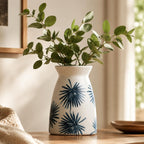 hjn White Flower Vase- Ceramic Vase for Decor, White vase for Flowers, Modern Vases for Living Room/Home Decor Accents/Entryway/Mantel/Bookshel-Teal