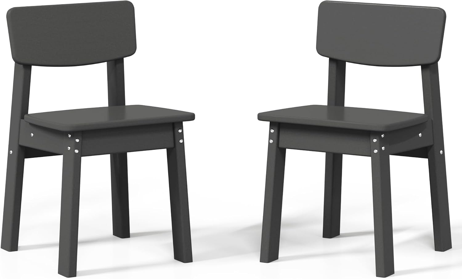 Costaelm Outdoor Kids Dining Chair Set of 2,Step Stool Toddler Chair, Gray