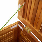 Garden Storage Box with Louver Solid Wood Acacia 35.4"x19.7"x22" Outdoor Patio Deck Cushion Container Bench for Backyard Pool Toy Organizer Weather Resistant