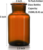TOPZEA Set of 16 Amber Glass Bud Vases, 8.5 oz Small Brown Bud Vase Bulk Boho Glass Vase Decorative Medicine Bottle Vintage Apothecary Jar for Flower, Wedding Reception, Table Centerpieces, Home Decor