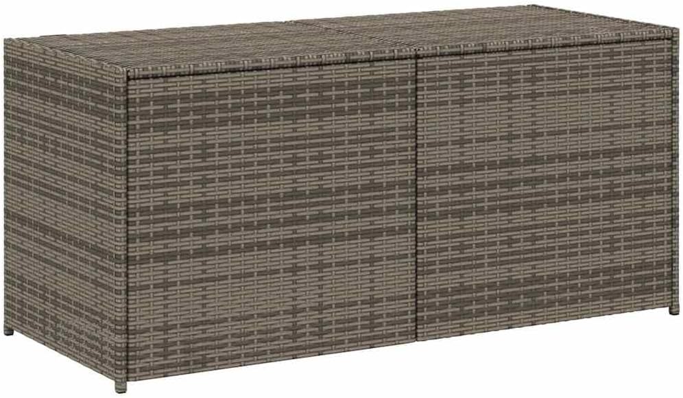 Patio Storage Bench Gray 74.8 Gal Poly Rattan Garden Storage Box with Waterproof Bag and Gas Spring