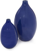 Howard Elliott Collection Glazed Ceramic Flower Or Decorative Home Vase Set, Cobalt Blue, 2 Piece, 7 x 12 Inch and 5 x 8 inch