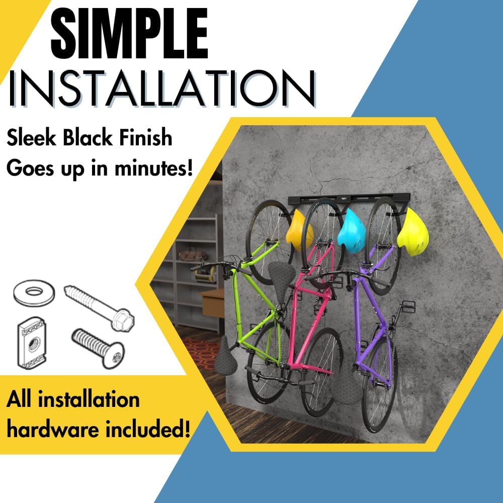 Koova Wall Mount Bike Rack | Steel Bike Mount | Adjustable Hangers | Easy Mount | USA Made