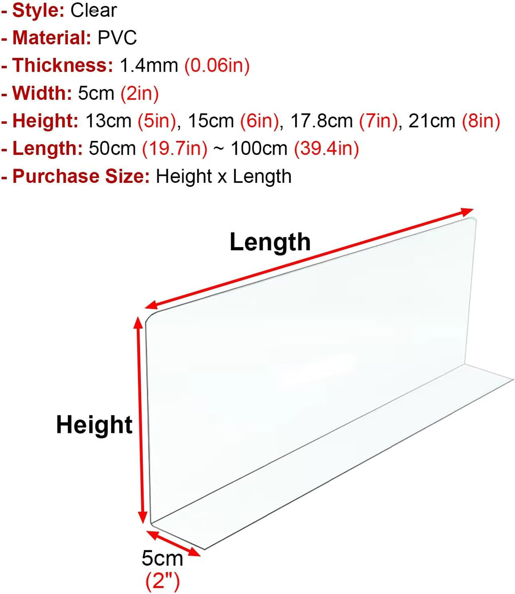 Vibeo Anti-Fall Floating Stairs Gap Blockers, 6 7 8 in High Under Couch Bottom Gap Filler, Clear L-Shaped Toy Blocker Guards for Sofa, Bed, Cabinet(6x31in (15x80cm))