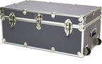 Rhino Trunk & Case Large Essential Trunk With Wheels 32”x18”x14”, 1000+ lbs Capacity - Many Colors. Strong, USA Made Summer Camp Footlocker, and Secure College Dorm Storage Chest