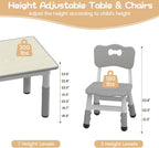 GAOMON Kids Table and 6 Chairs Set, Height Adjustable Toddler Table and Chair Set for Ages 2-10, Graffiti Desktop, Non-Slip Legs, Children Activity Table for Daycare Classroom Home