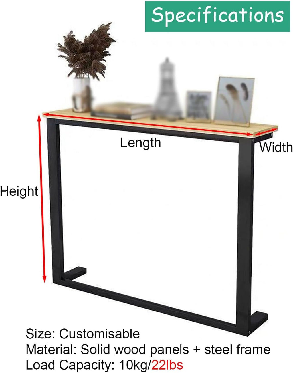 Modern Narrow Hallway Accent Table, Behind Couch Slim Table for Dorm Room, Wooden Window Sill & Radiator Tables for Home Office(White,160x20x80cm)