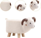 Animal Footstool, Home Decor, Shoes Changing Portable Soft Non Slip Feet, Footrest Ottoman, Kids Stool for Playroom, White