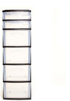 HOMZ Drawer Tower, 6-Tier Clear Plastic Storage Organizer Cart, Black Frame - Heavy-Duty Organizing Drawers for Home, Bedroom, and Closet Organization