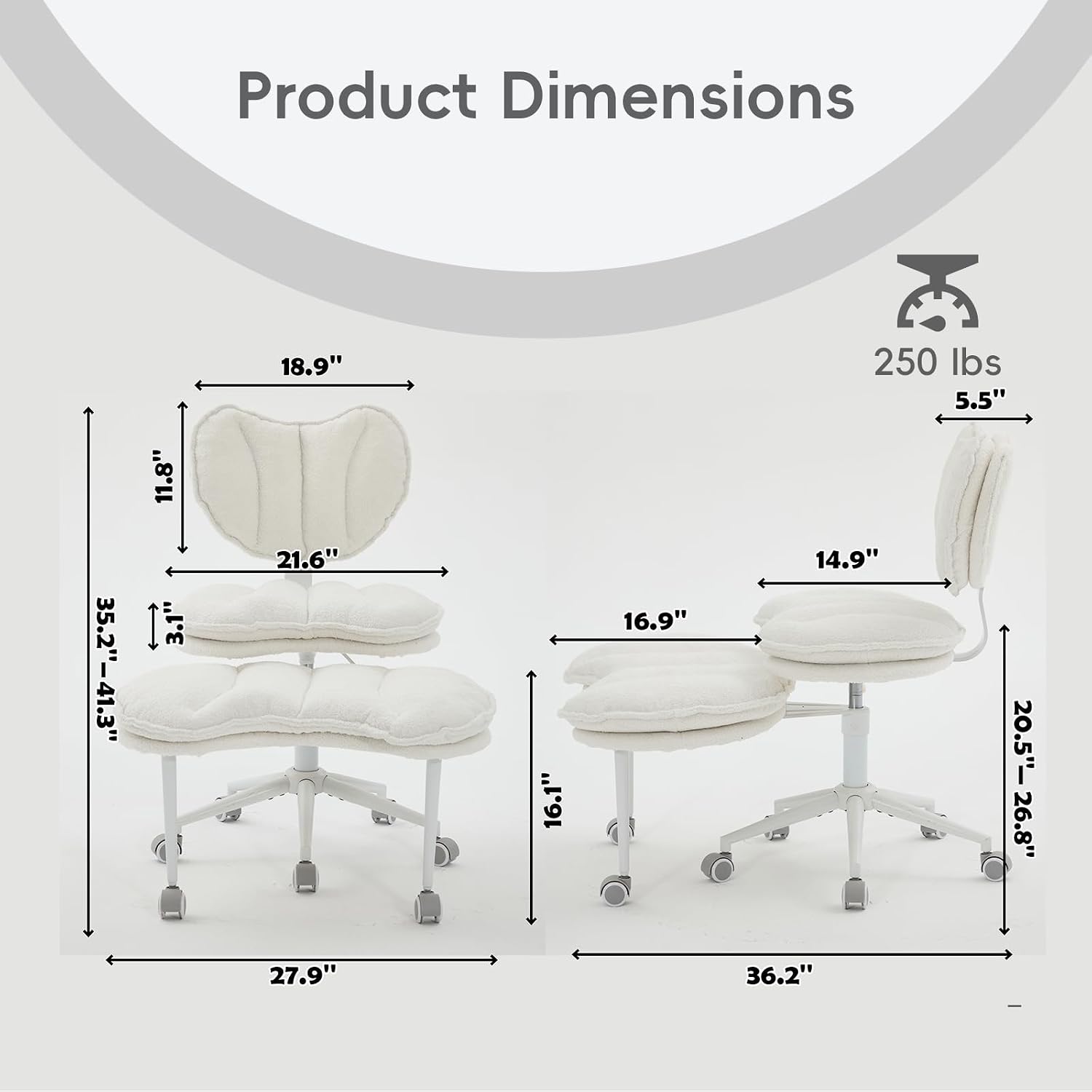 Meditation Chair with Wheels, Ergonomic Criss Cross Chair, Adjustable ADHD Floor Sitting Chair, Swivel Cross Legged Office Chair with High Back, Kneeling Posture Chair, Comfortable Fabric（Beige）
