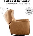 HAOMARKETS Electric Swivel Rocker Recliner Chair Set of 2, Power Faux Leather Glider Rocking Recliners for Adults, 270° Swivel Nursery Reclining Sofa with Overstuffed Backrest，Brown