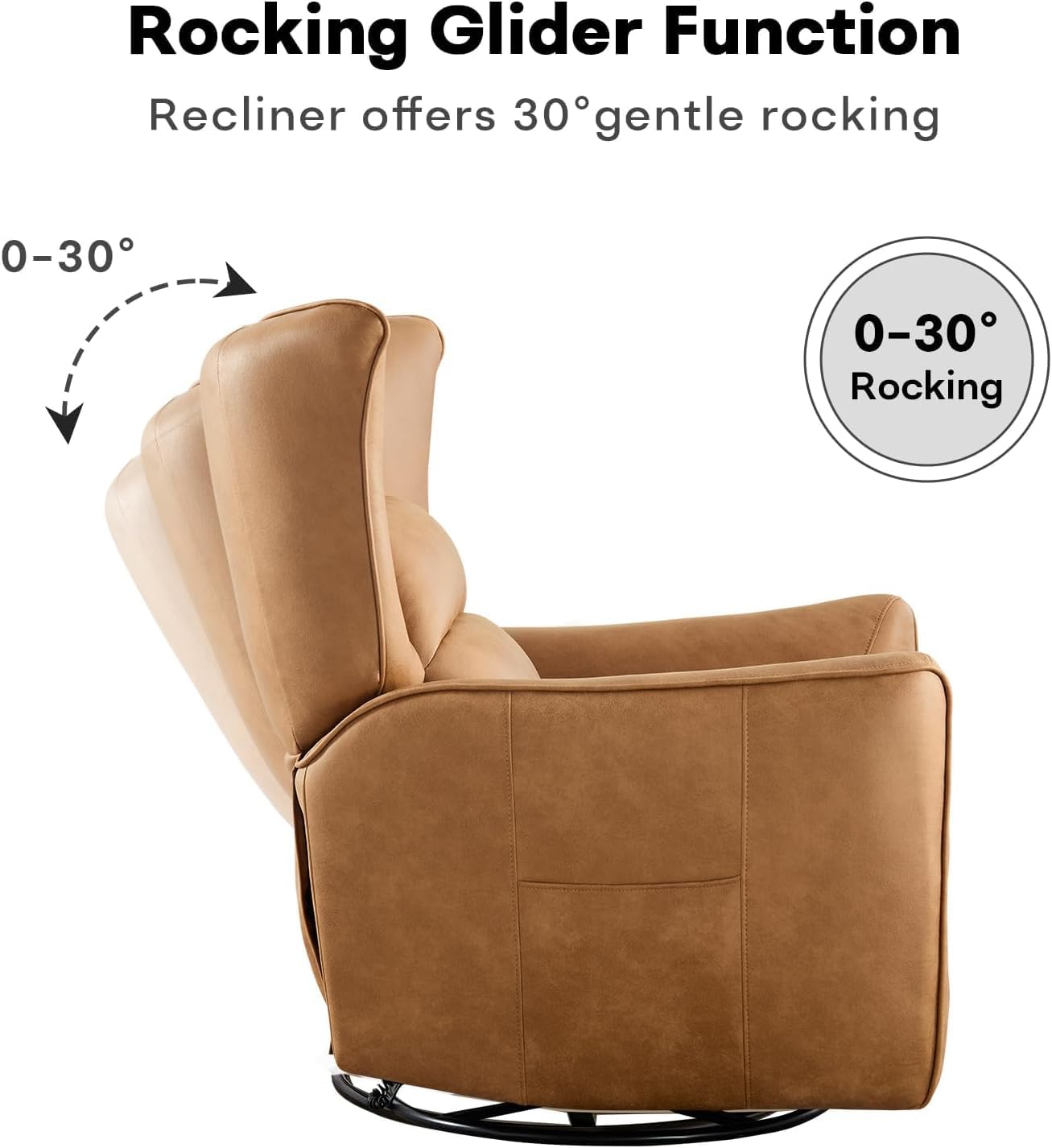 HAOMARKETS Electric Swivel Rocker Recliner Chair Set of 2, Power Faux Leather Glider Rocking Recliners for Adults, 270° Swivel Nursery Reclining Sofa with Overstuffed Backrest，Brown