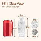 ComSaf Small Vases for Flowers Mini Clear Glass Bud Vases in Bulk, 5.2 inch Tall Mini Flower Vase, Vases for Centerpiece, Ribbed Vase, Wedding Table Ceterpiece, Home Decor, Housewarming Gift (Clear)