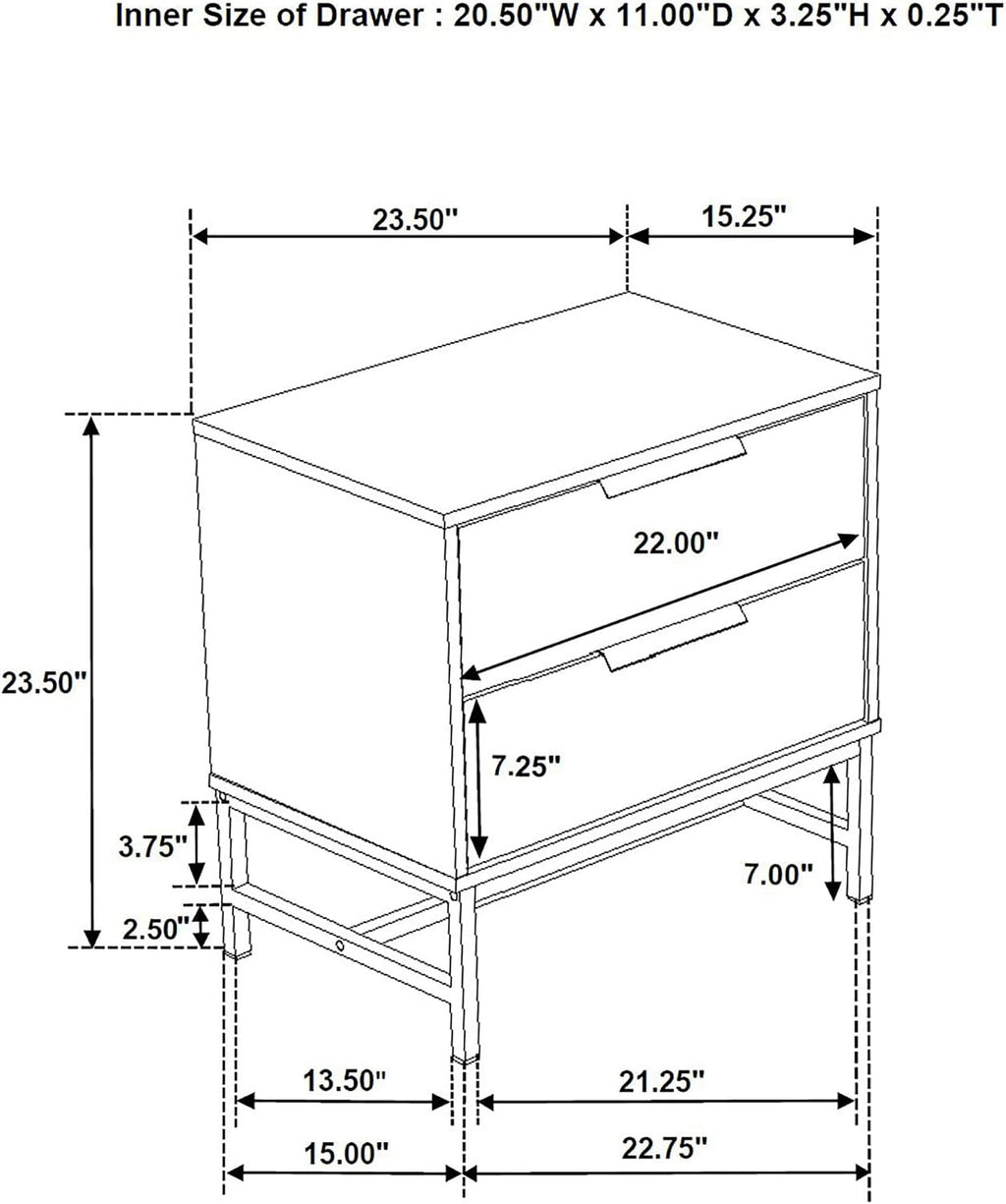 White 2-Drawer Nightstand Bedside Table,for Small Spaces