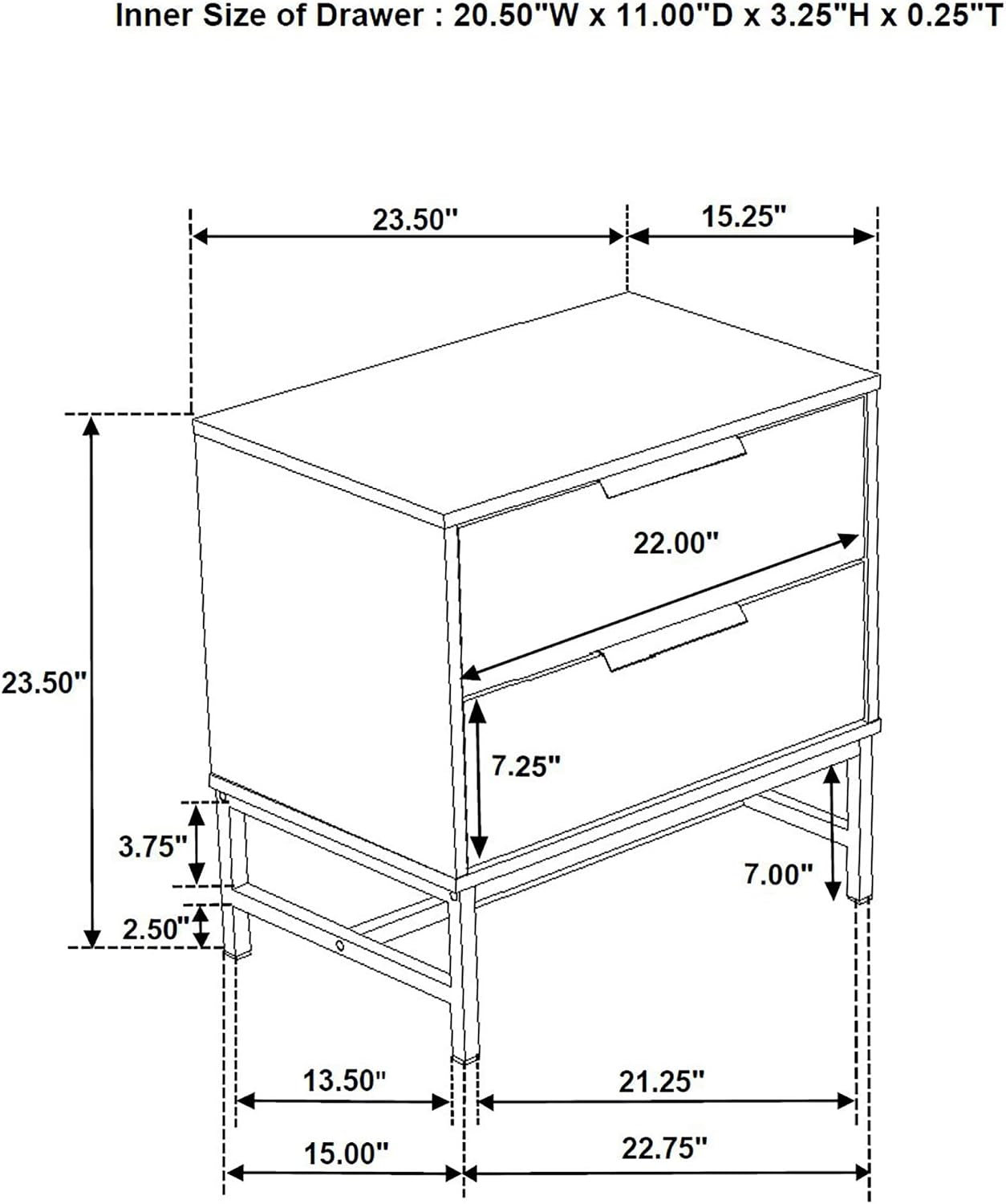 White 2-Drawer Nightstand Bedside Table,for Small Spaces