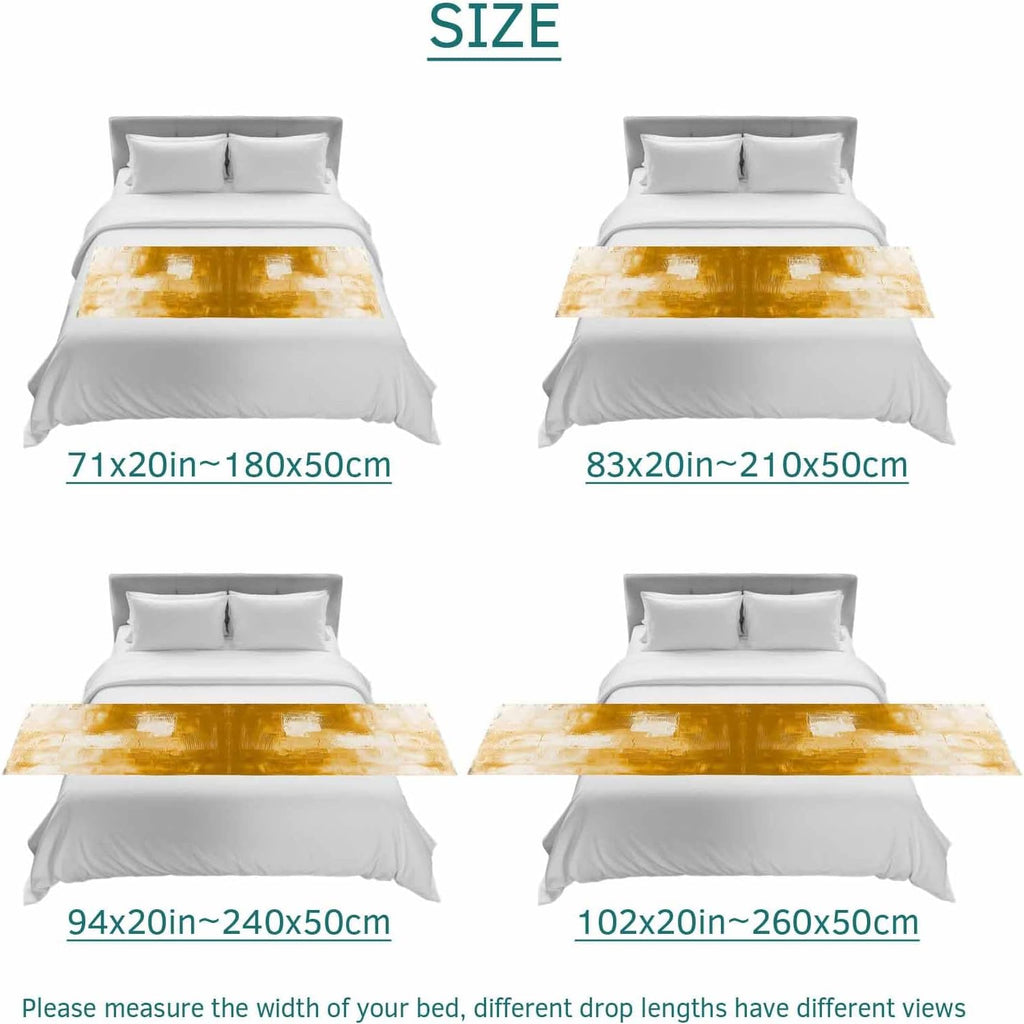 Orange Yellow Bed Runners for Queen Size Beds, Decorative Bed Throws for Foot of Beds, Luxury Bedding Protector Slipcover Abstract Modern Smear Art Geometric Paint Bedrunners & Scarves, 94"x20"