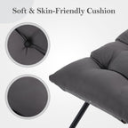 Welnow Folding Foot Stool, Upholstered Small Accent Ottoman with Detachable Thick Cotton Cushion, Padded Sofa Stool with Straight Metal Legs for Lazy Chair, Living Room, Bedroom, Dark Grey
