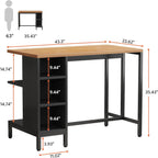 Tribesigns Kitchen Island, Kitchen Shelf Bar Table with 5 Open Storage Shelves and Large Worktop, Industrial Butcher Block Island (Stools Not Included)