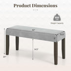 Giantex 42" Upholstered Dining Bench with Velvet Padded Seat, Rubber Wood Legs, 800 Lbs Capacity, Entryway Bench for Bedroom End of Bed, Dining Room, Hallway, Living Room, Kitchen (Grey, 1-Pack)