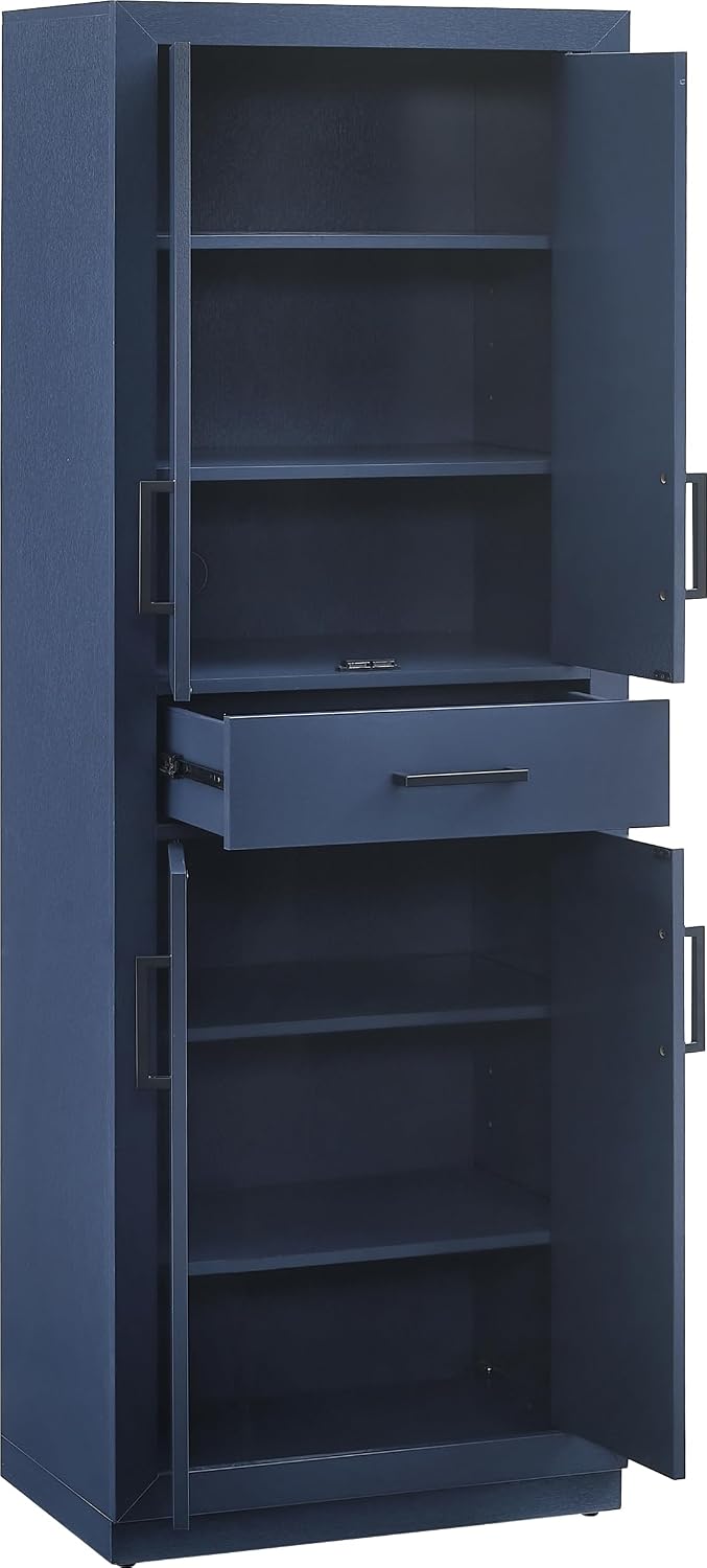 Crosley Furniture Isla Modern Kitchen Storage Pantry Cabinet with Shelves, Dining or Laundry Room, Navy