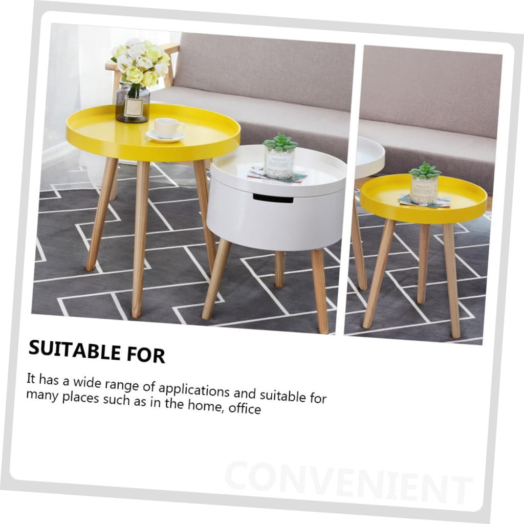 ARTIBETTER Modern Mini Round Yellow End Table, Nordic Style Small Indoor Beverage Side Table for Living Room, Balcony, and Bedroom Use