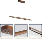 YISDESIGN 51" Wood Linear Pendant Light Wood Dining Room Light Fixture Modern Pool Table Lights Kitchen Island Lights for Dining Room Bar Kitchen Island Walnut Color