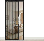 Bedroom Folding Door with Aluminum Frame, Retractable Door with Stainless Mesh Panel, Accordion Door for Front Entrance Balcony Home Use(Black,95x200cm(37x79in))