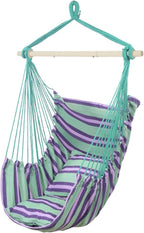 Galvanized Pipe Cut 130 * 100cm Green Strip Polyester Cotton Cushion Hanging Chair with 2pcs Cushion