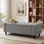 Storage Bench for End of Bed, 47 Inch Upholstered Storage Ottoman Bench with Removable Lid, Diamond Tufted Hidden Storage Bench for Bedroom, Entryway Bench with Solid Wood Legs, Gray