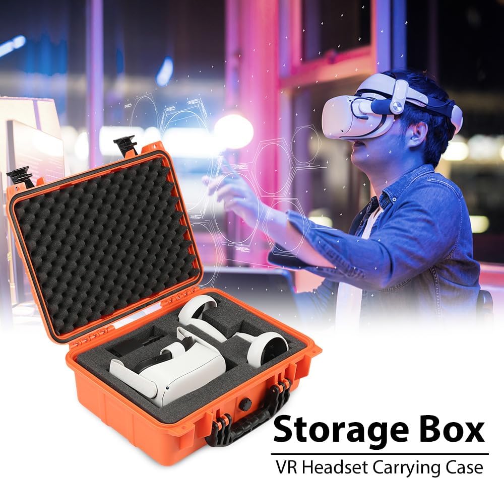 CROSSDESIGN Adjustable Storage Box for Collectible Cards, Tools & Craft Supplies, Organizer Container with Removable Dividers and Protective Foam, Lightweight Stackable Design, Orange 1PCS