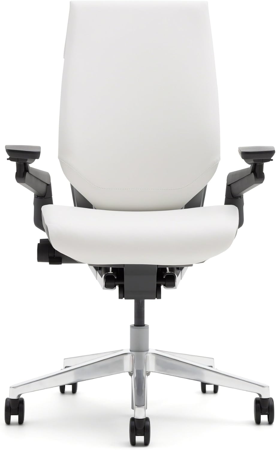 Steelcase Gesture Office Chair - Cogent Connect Licorice Upholstered Wrapped Back Platinum Metallic Frame High Seat Merle Seat/Back/Arms (Dark/Light) Hard Floor Caster Wheels