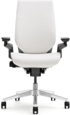 Steelcase Gesture Office Chair - Cogent Connect Licorice Upholstered Wrapped Back Platinum Metallic Frame High Seat Merle Seat/Back/Arms (Dark/Light) Hard Floor Caster Wheels