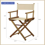 18-inch Folding Directors Chair Solid Wood Wheat Canvas Built in Armrests Portable Lightweight Natural Finish Space Saving Design for Indoor Outdoor Camping Events Home Office and Patio Use