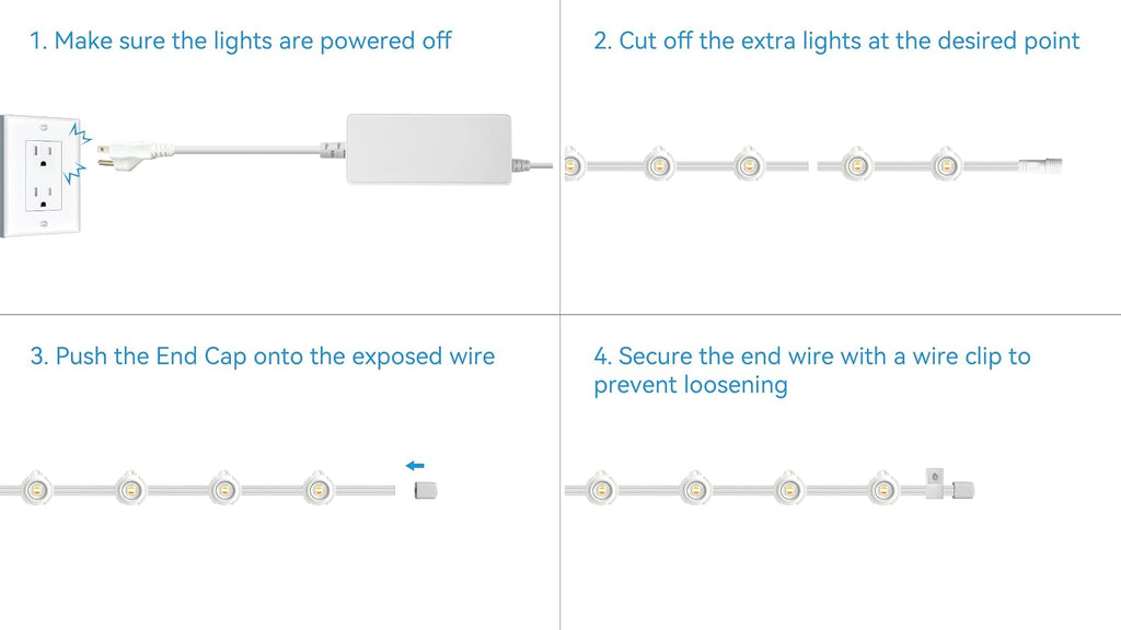 ASAHOM 10pcs of Waterproof End Cap, Small Waterproof Accessory Designed to Seal The Cut End of Light String After Trimming, for ASAHOM Permanent Outdoor Lights, Black