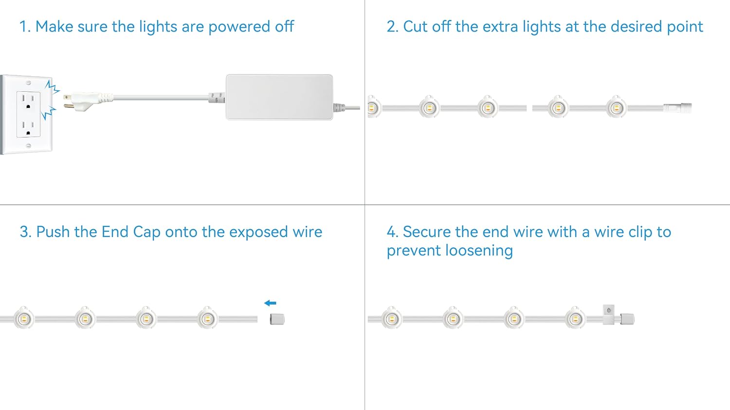 ASAHOM 10pcs of Waterproof End Cap, Small Waterproof Accessory Designed to Seal The Cut End of Light String After Trimming, for ASAHOM Permanent Outdoor Lights, Black