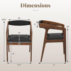 COSTWAY Dining Chairs with Arms Set of 4, Mid Century Modern Wooden Accent Chairs with Faux Leather Seat & Padded Backrest, Kitchen Side Armchairs for Living Dining Reading Room, Brown & Black