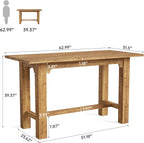 Solid Wood Bar Height Table, 63" Counter Height Dining Table for Home Bar & Kitchen, Rectangular High Top Pub Table, Brown