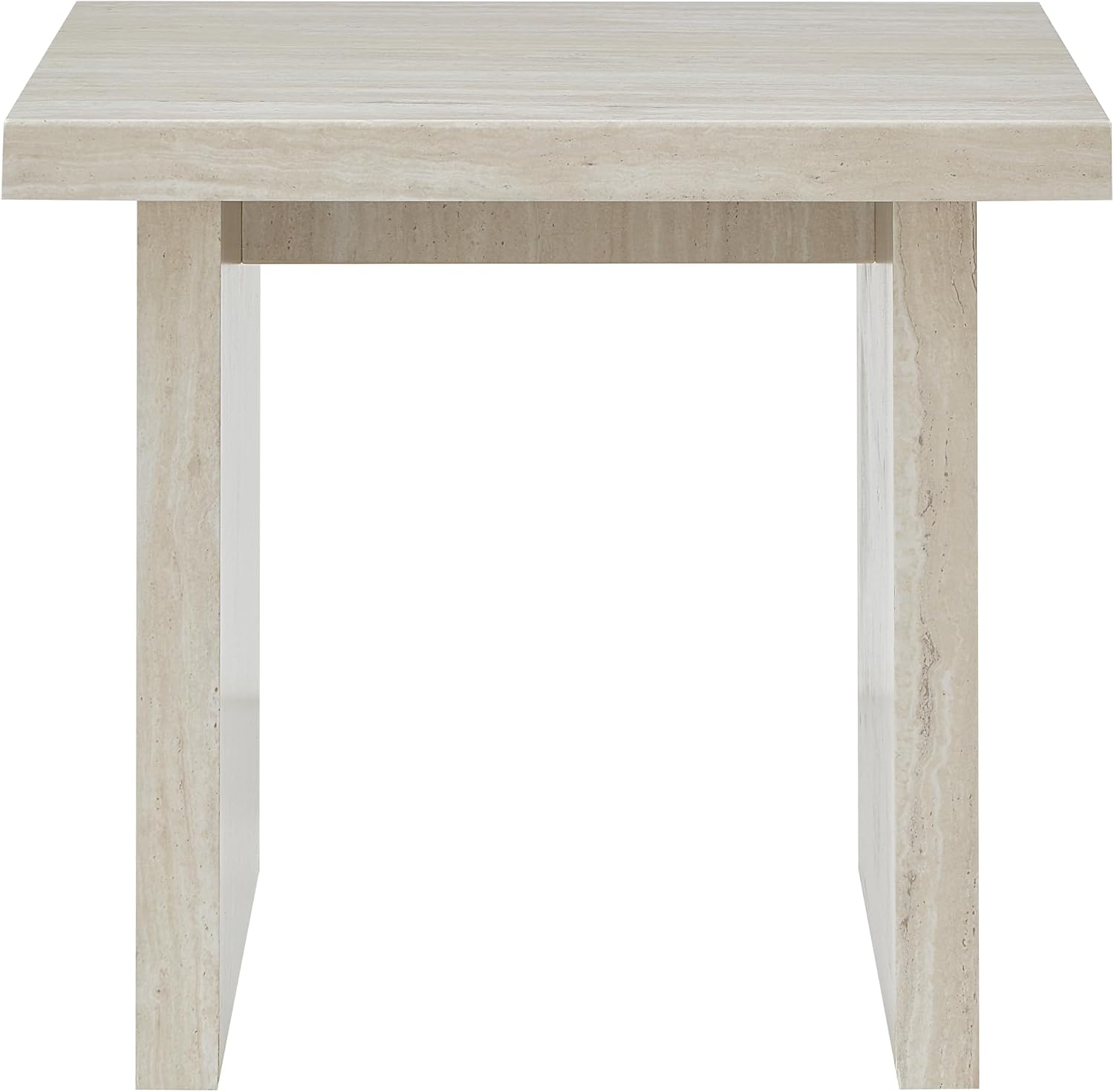 Roundhill Furniture Cavira Modern Faux Marble Living Room End Table, Beige