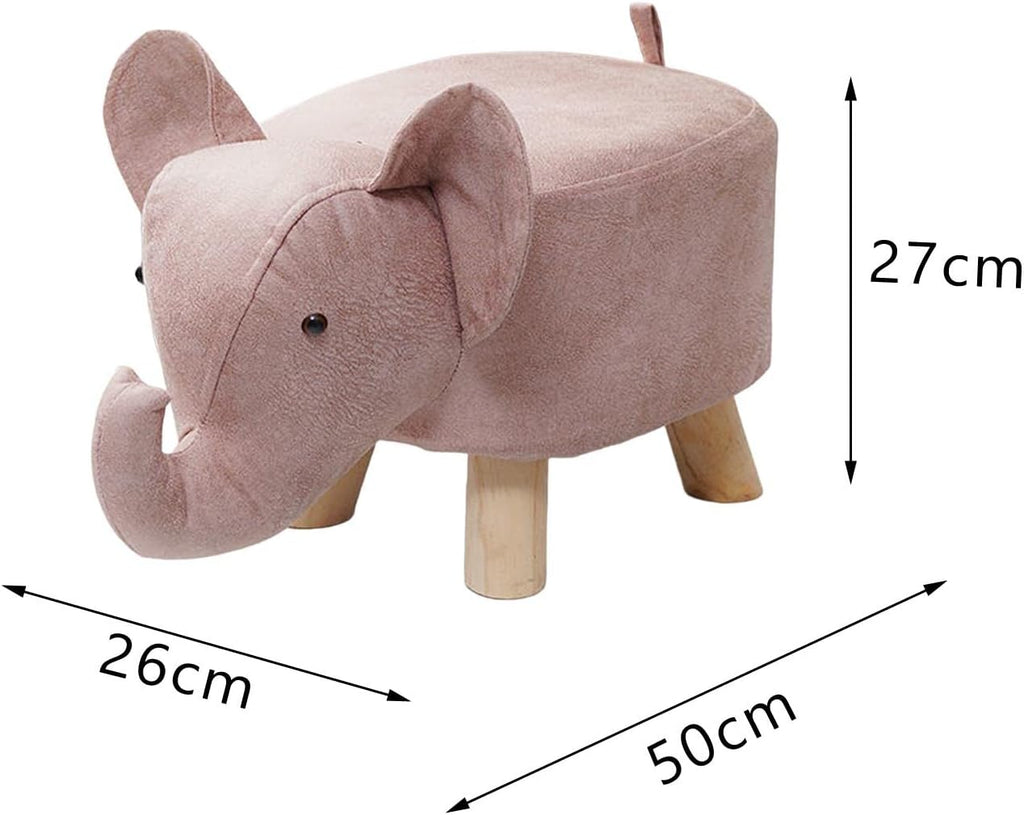 Ottoman Stool Kids Stool Animal Footstool Sofa Tea Stool for Bedroom Decor, Pink