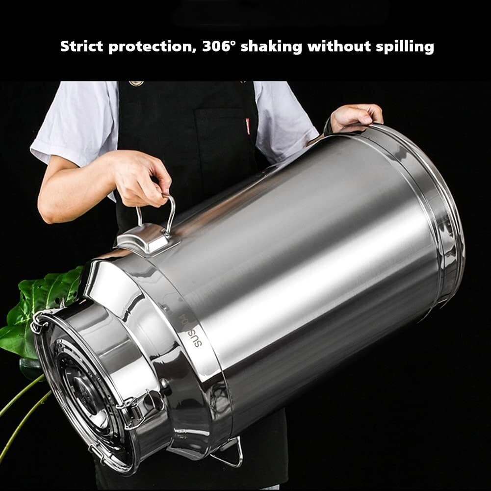 Milk Can Thickened 304 Stainless Steel Wine Pail Bucket Heavy Duty Liquid Storage Barrel Transport Cans Tote Jug with Sealed Lid(12.68Gal/48L)