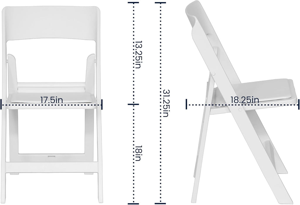 Flash Furniture Hercules Tucker Commercial White Resin Folding Chair - Lightweight, Vinyl Padded Removable Seat, Indoor Outdoor Use, Event & Wedding Ready, Set of 4
