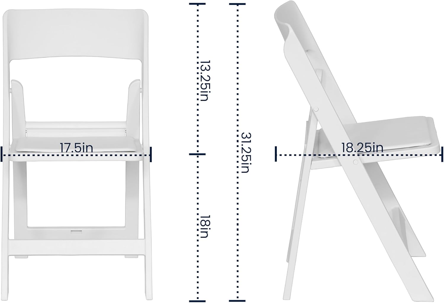 Flash Furniture Hercules Tucker Commercial White Resin Folding Chair - Lightweight, Vinyl Padded Removable Seat, Indoor Outdoor Use, Event & Wedding Ready, Set of 4