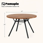 Pamapic 47'' Round Dining Table for 4-6 People | Solid Metal Frame, Circle Dinner Pedestal, Convenient Storage Shelf, Durable MDF Board, Natural Wood Table Surface