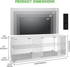 HNEBC Glass Display Case Set and TV Stand for LIvingroom, 5-Tier Curio Cabinet with RGB Lights for Collection, China Cabinet with Glass Doors, Entertainment Center with 2AC Outlet -3PCS White