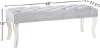 Roundhill Furniture Decor Maxem Tufted Fabric Upholstered Seat with Nailhead Trim Bench, Gray