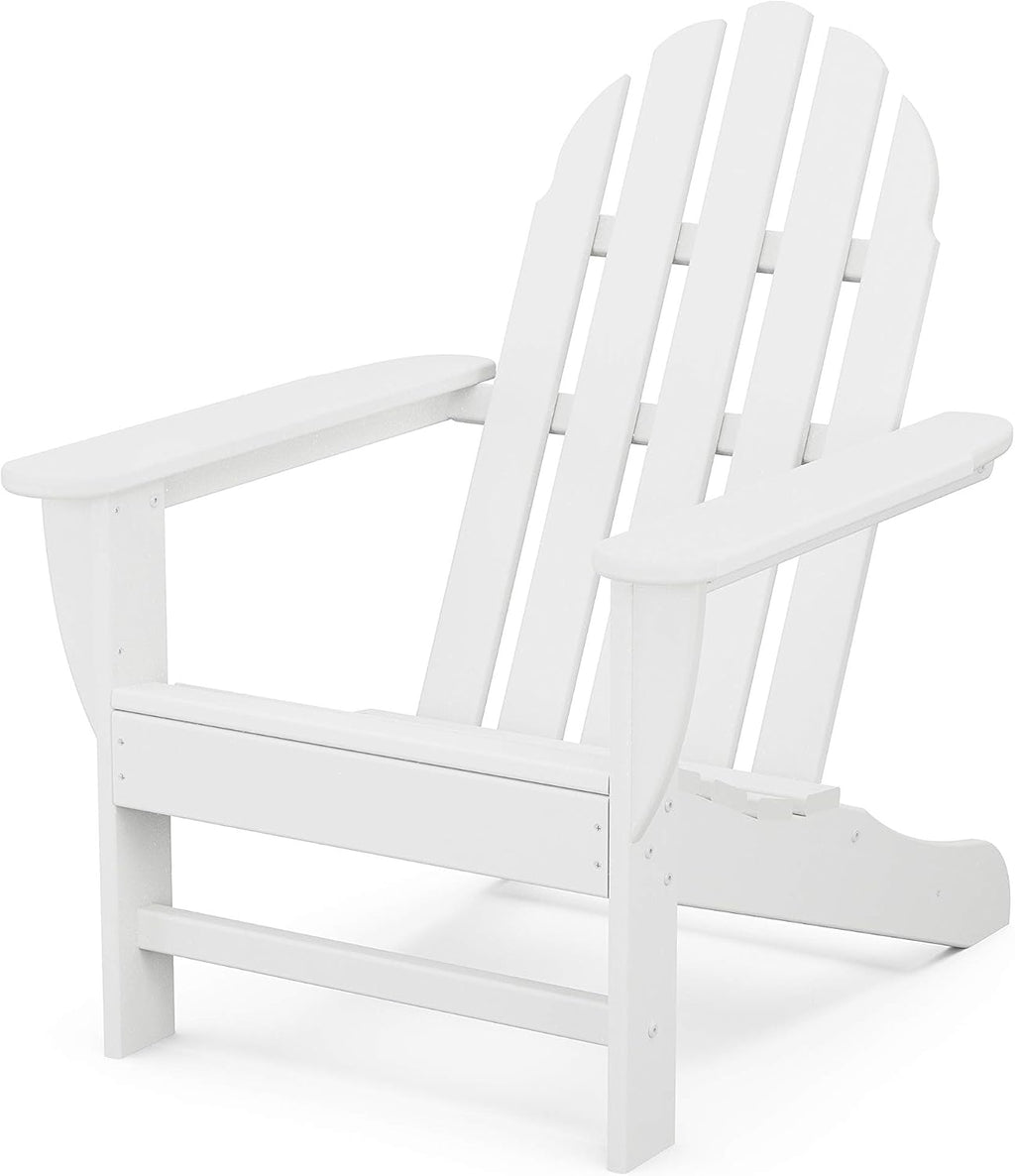 Polywood Classic Adirondack Chair & South Beach 18" Side Table Bundle, White