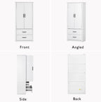 Farmhouse Kitchen Pantry Cabinet 71-Inch Tall Freestanding Pantry Storage Cabinet Cupboard with Adjustable Shelves for Kitchen Laundry Living Dining Room, White
