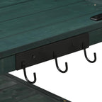 66'' Outdoor Wood Potting Bench Table, Farmhouse Garden Workstation with 2 Shelves, 2 Cabinets & 3 Side Hooks for Backyard, Mudroom, Green