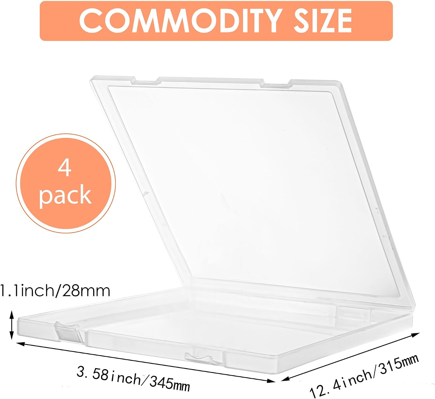 4 Pack Scrapbook Paper Storage, 12x12 Plastic Paper Organizer Box, Stackable Portable Document Holder, Craft Organizer Storage, Photo Storage Box Sticker Art Supplies Organizers (White, 4Pcs)